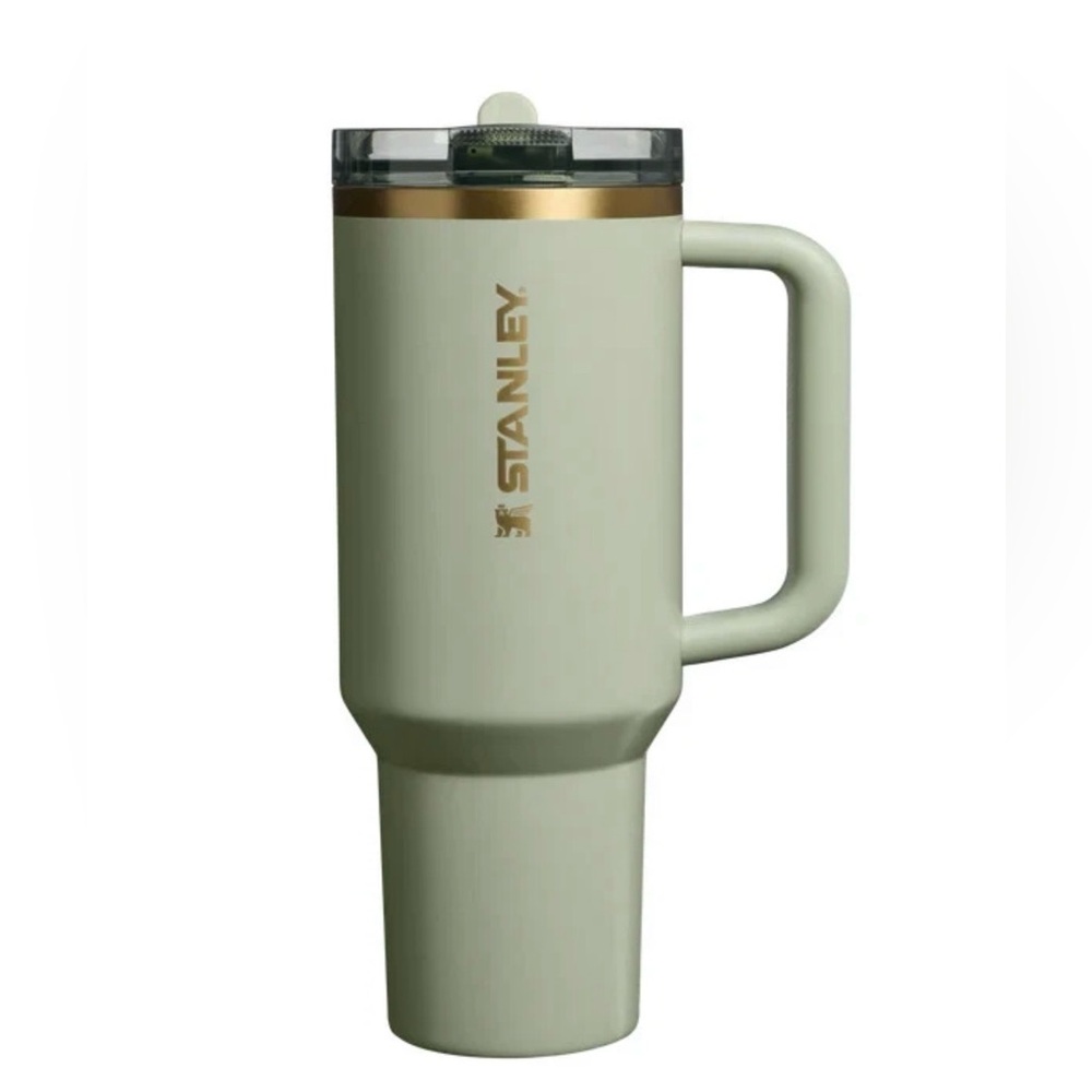 Stanley Sage Green Travel Tumbler with Gold Accents